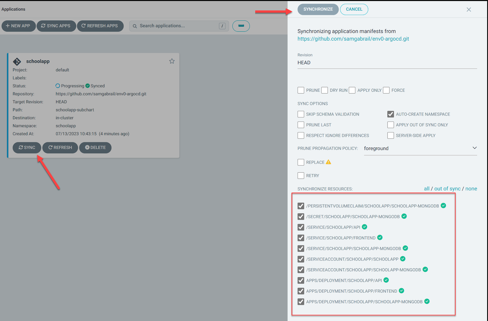 Syncing the Application