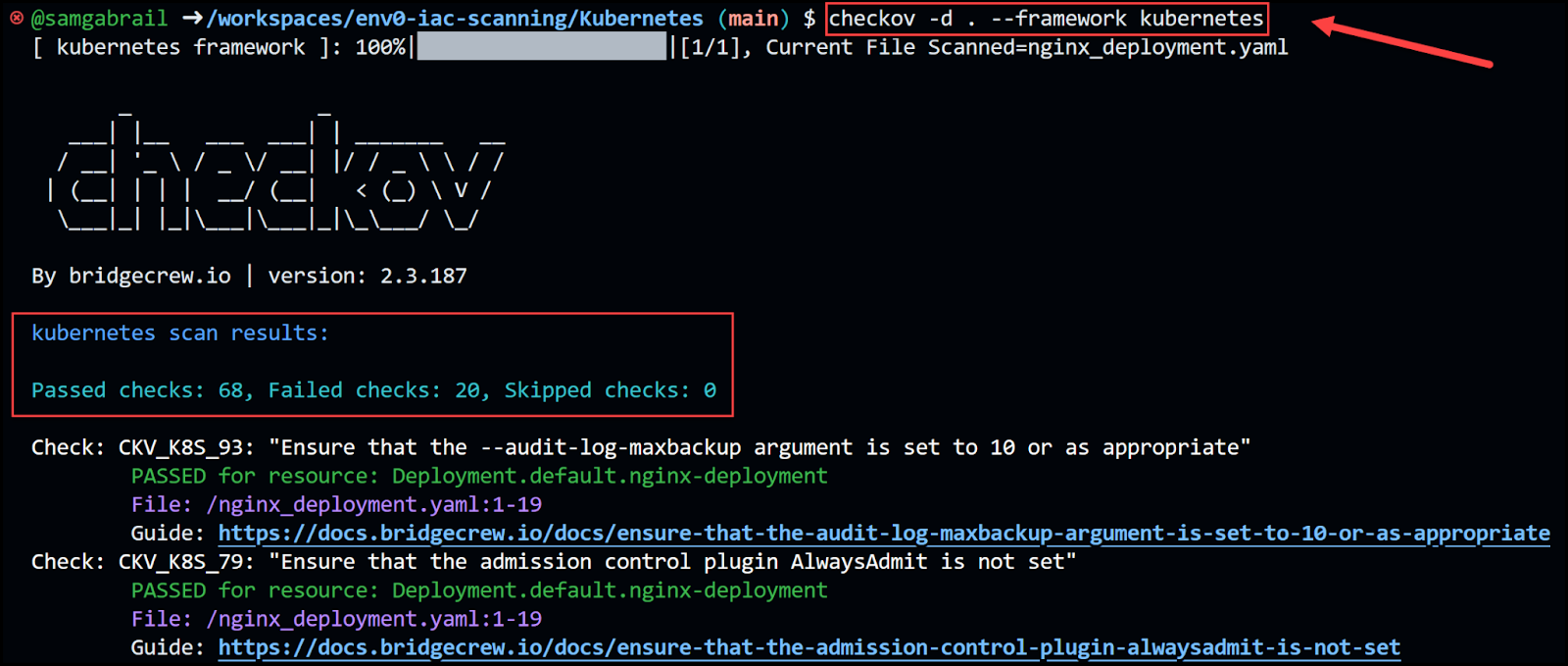 checkov Kubernetes output