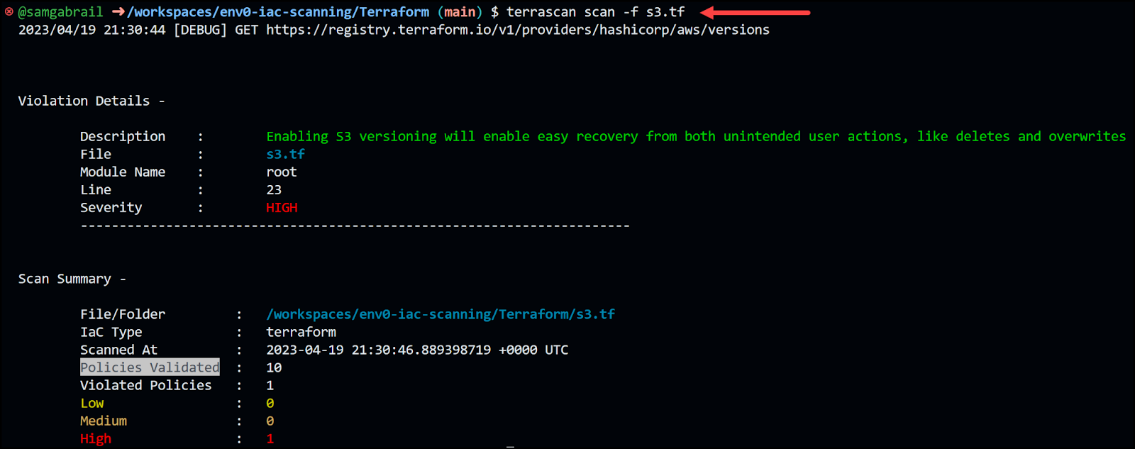 terrascan scan output generic