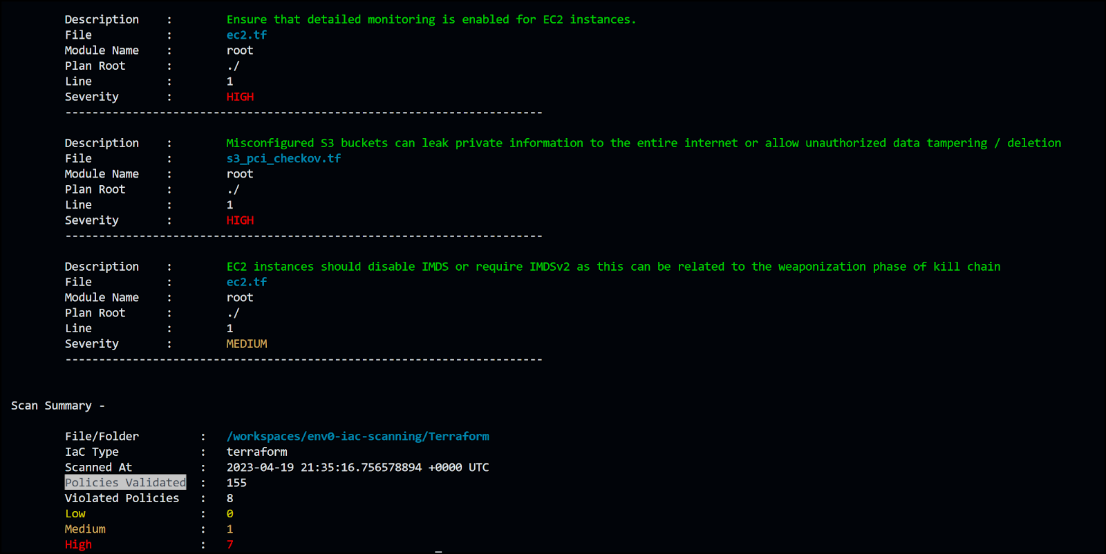 terrascan output summary