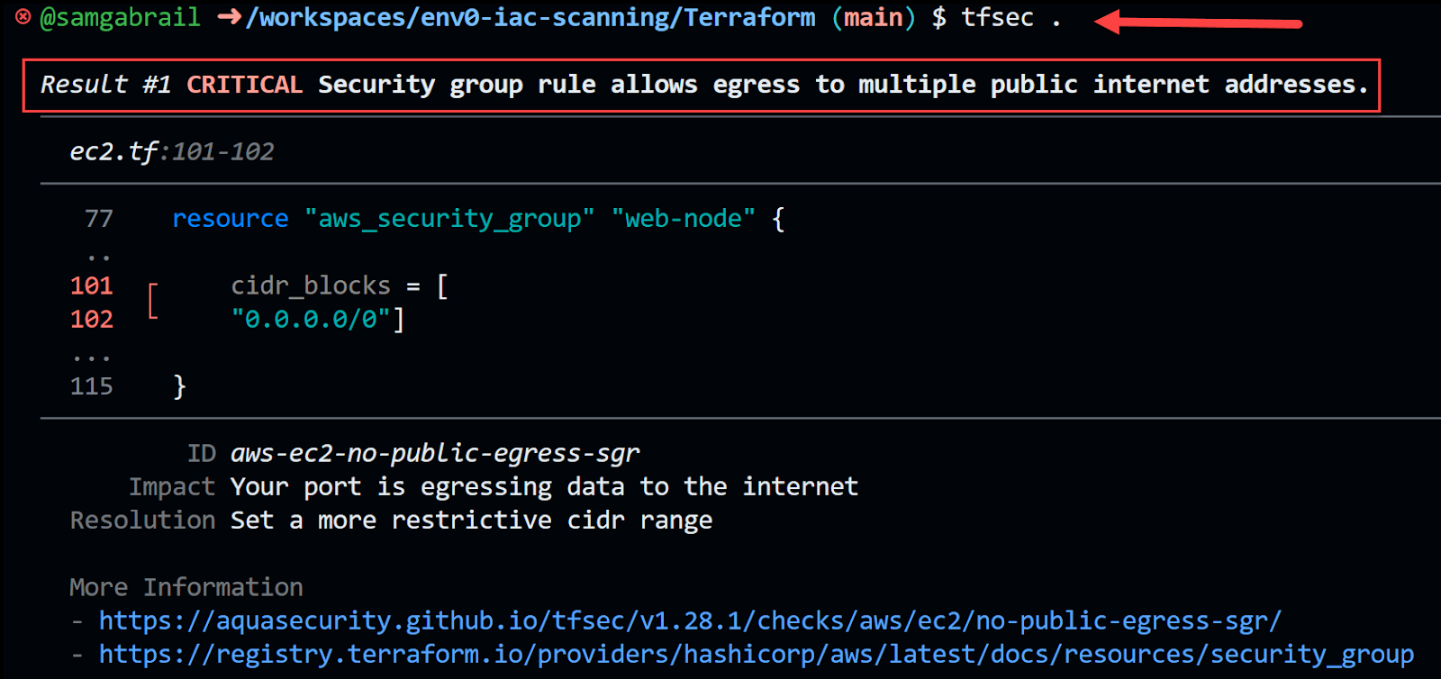 tfsec output scan