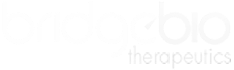 BridgeBio Therapeutics logo in white text on a transparent background.