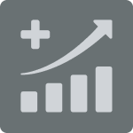 Graph of increasing bar chart with plus sign and upward arrow showing growth or improvement.