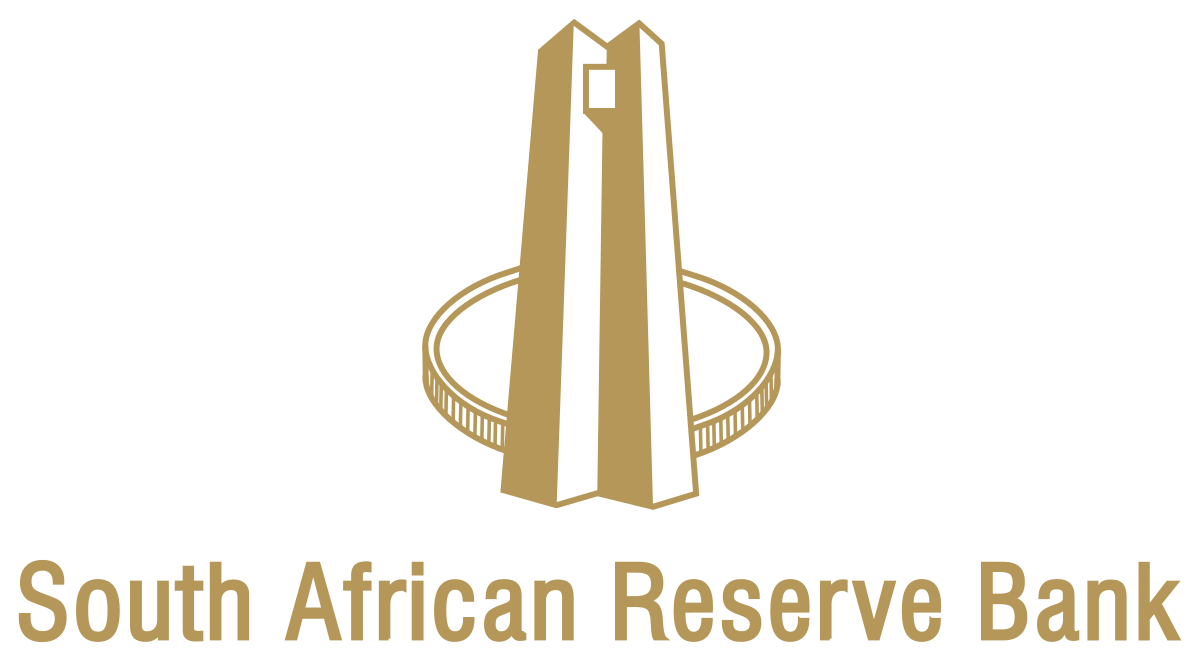 South African Reserve Bank logo with a stylized gold building and circular border.