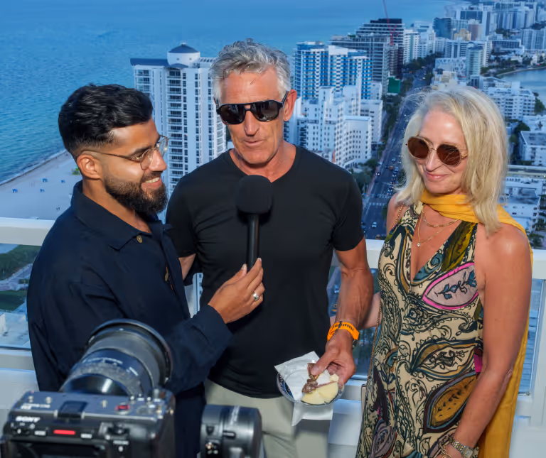 Greg sharing Decentralized Masters testimonial at Miami live event