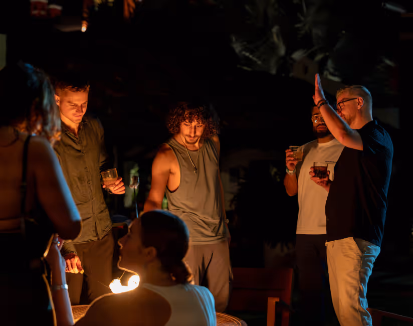 Decentralized Masters community gathering with members connecting at event