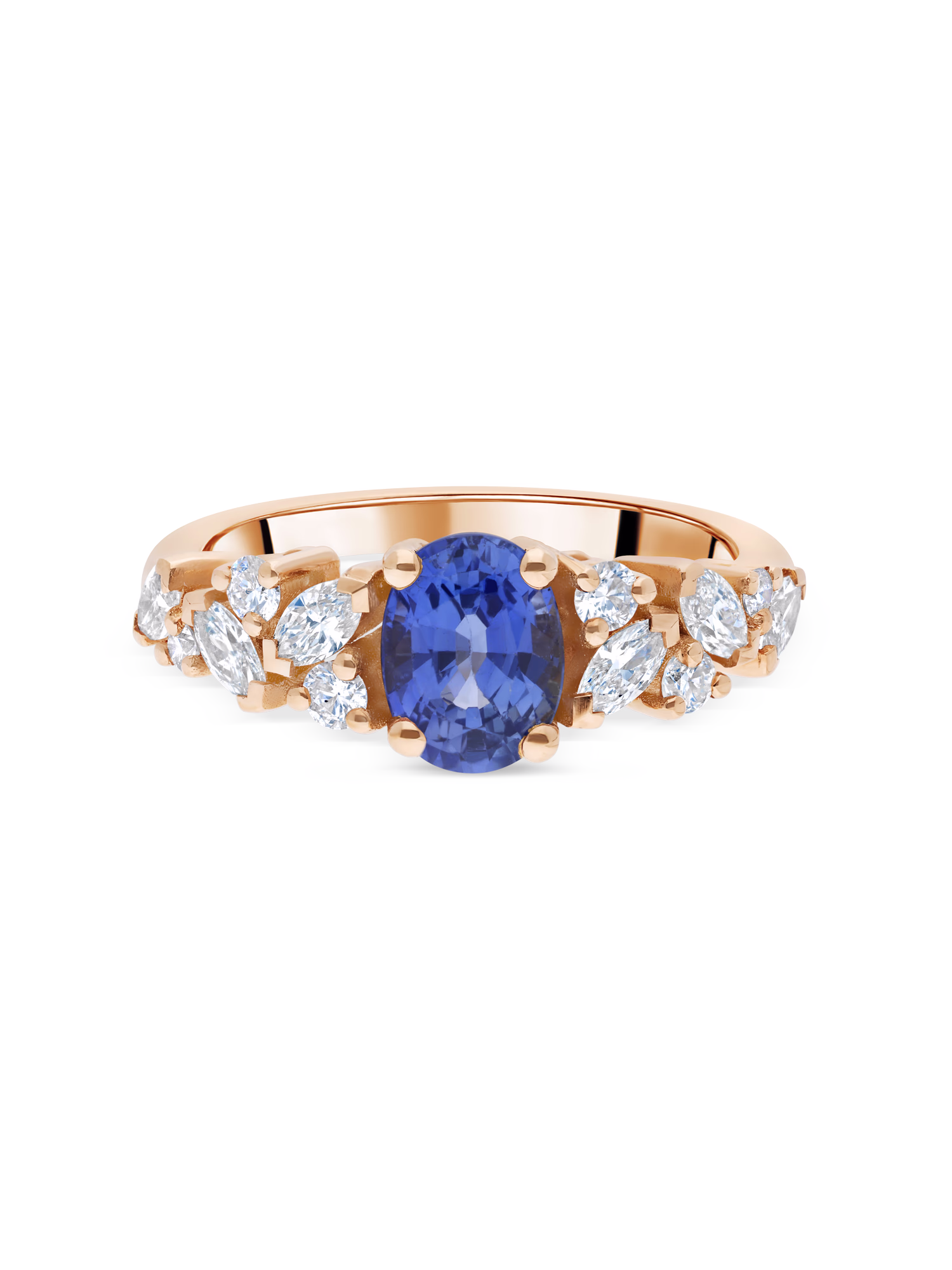 Côme - épaulé griffes Or rose Saphir Diamant blanc