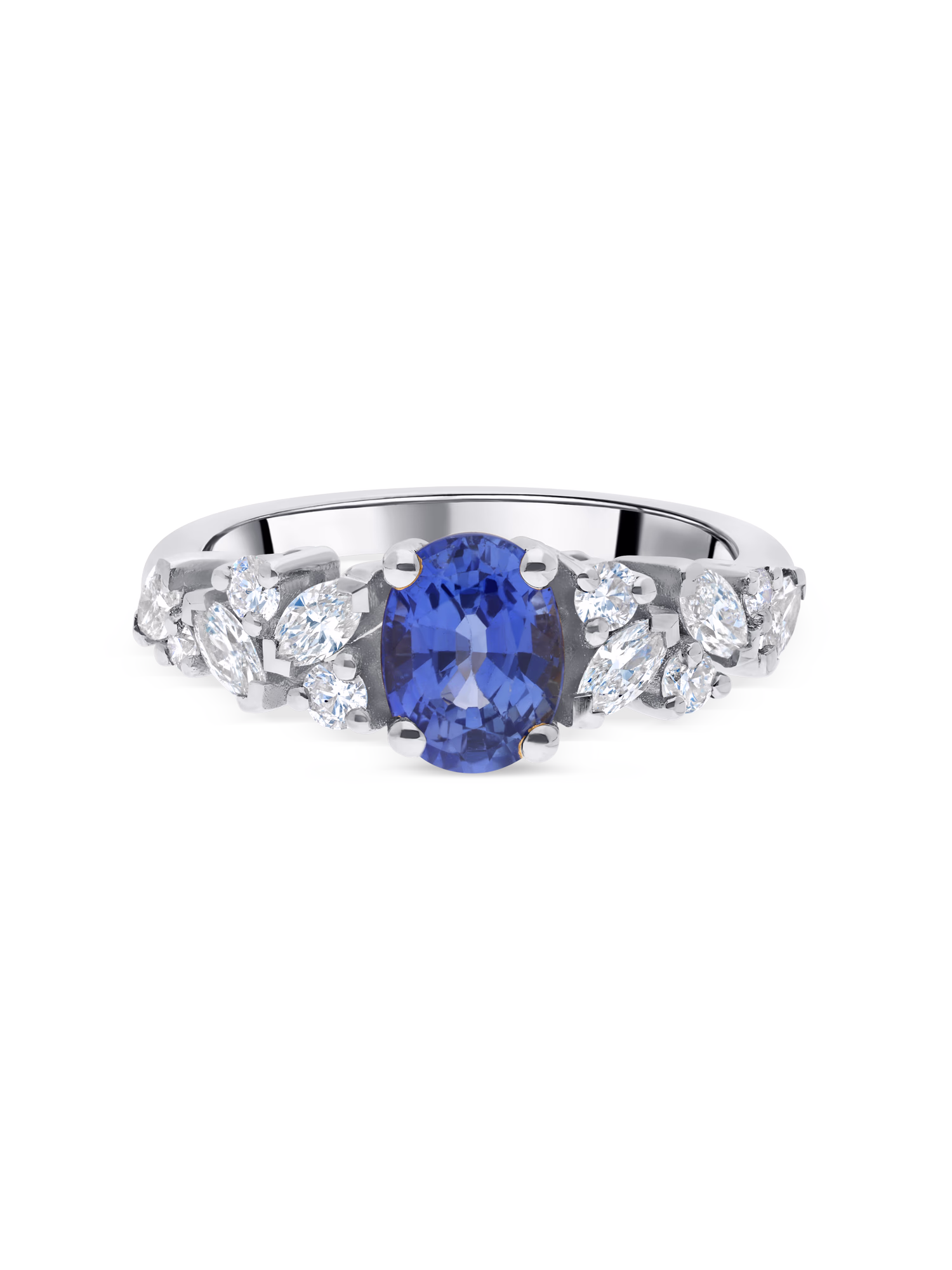 Côme - épaulé griffes Or blanc palladié Saphir Diamant blanc