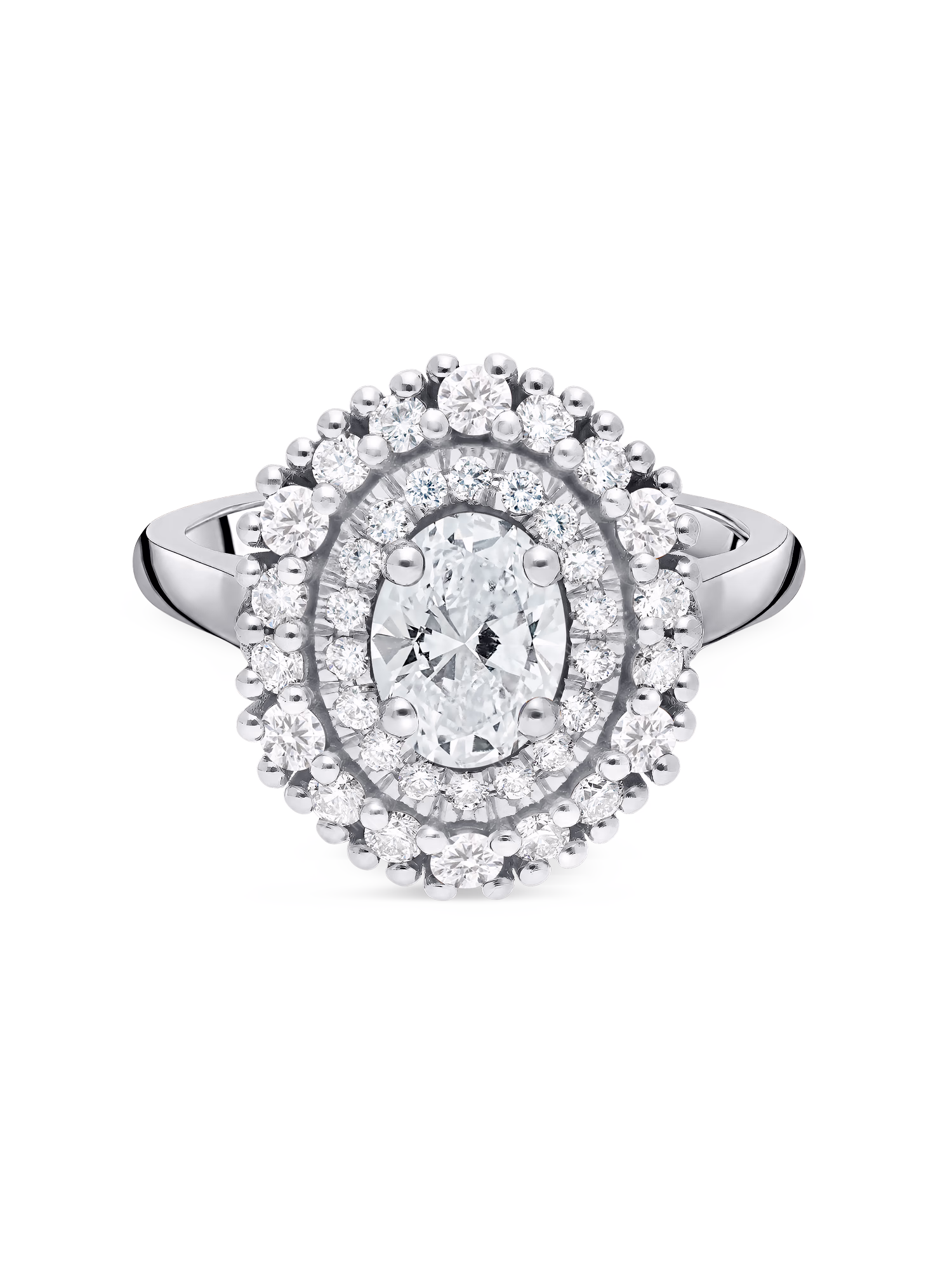 Balthazar - double halos griffes Or blanc palladié Diamant blanc Diamant blanc