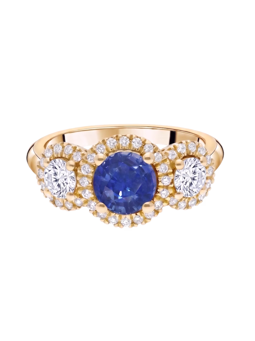Balthazar - halos épaulés Or jaune Saphir Diamant blanc