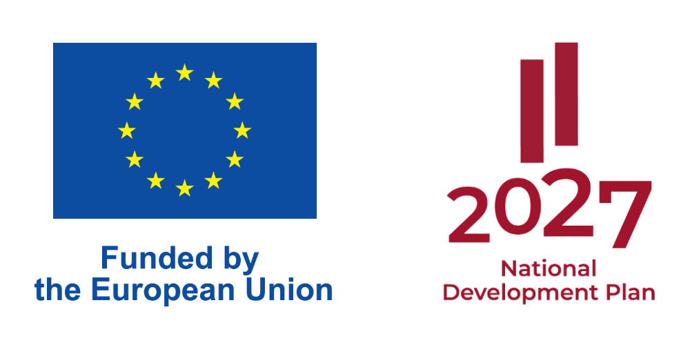 Funded by the Europian Union, National development plan dual logo image