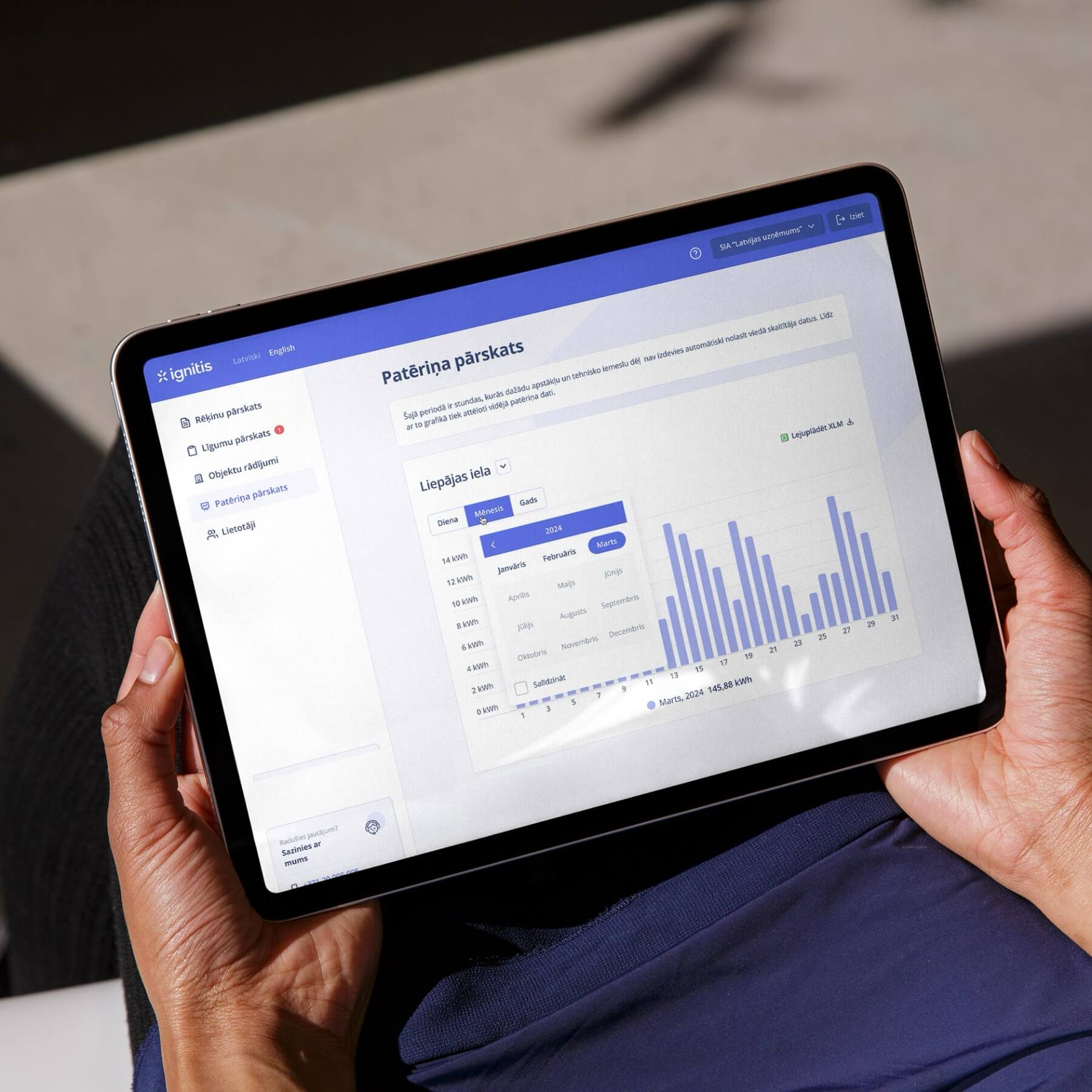 Digital solution shown on a tablet