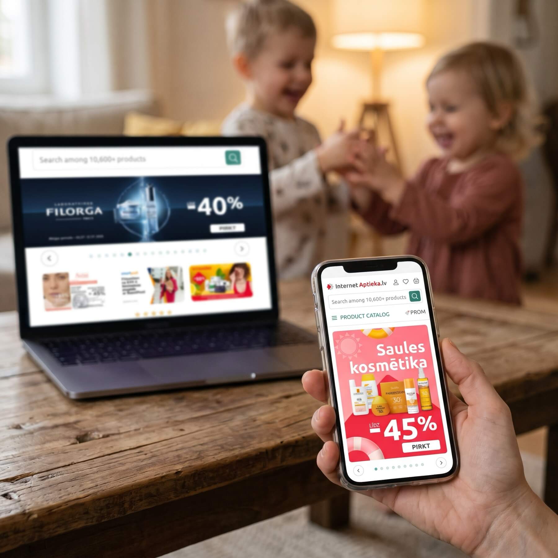 Digital solution shown on PC and smartphone