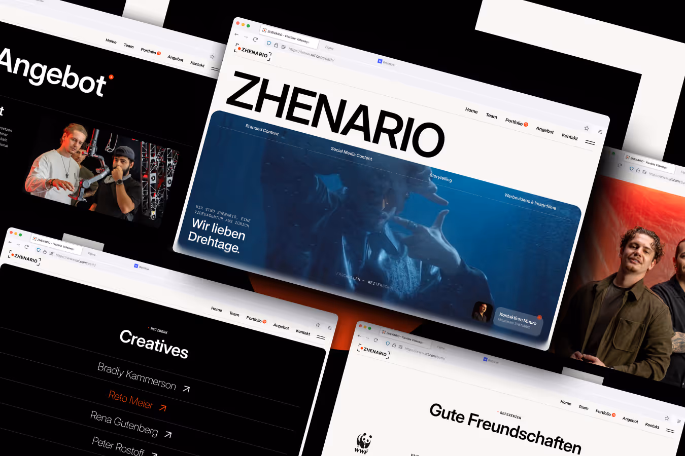 Preview der Webseite für ZHENARIO, eine junge Videoagentur aus Zürich.