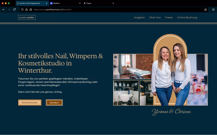 Preview der Webseite für Perfekt Schön, ein Beautysalon aus Winterthur.