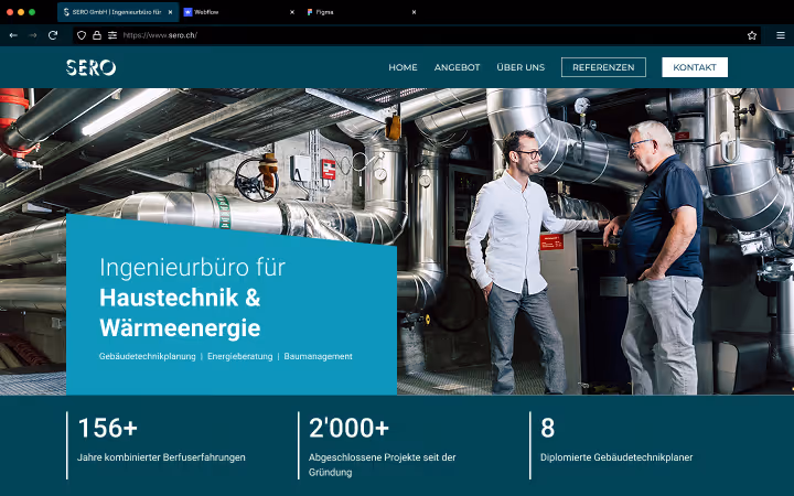 Preview der Webseite für SERO GmbH, einem Ingenieurbüro für Haustechnik aus Aargau.