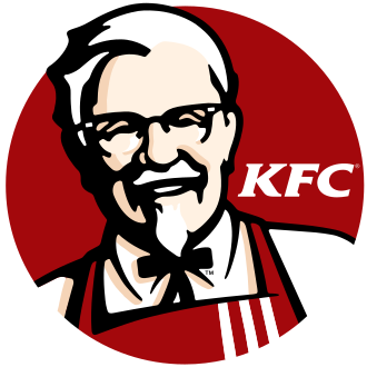 KFC-logo met de beeltenis van kolonel Sanders tegen een rode cirkelachtergrond.