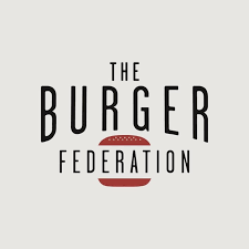 Logo van The Burger Federation met een gestileerde burger in het midden.