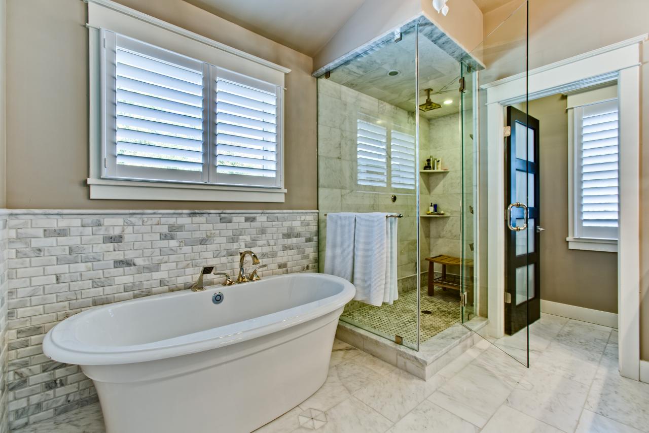 Luxury bathroom with bathtub