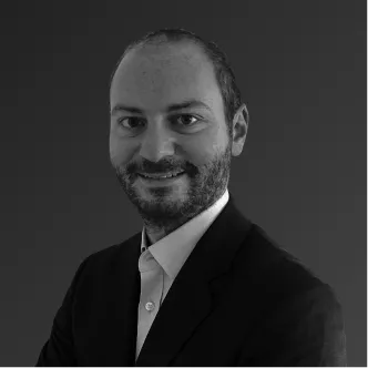 Black and white image of Phillipe Khoury