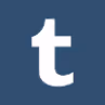 White lowercase 't' Tumblr logo on a dark blue square background.
