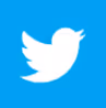 Twitter logo of a white bird on a blue background.