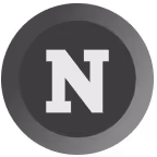 Circular badge with a large white capital letter N on dark gray background.