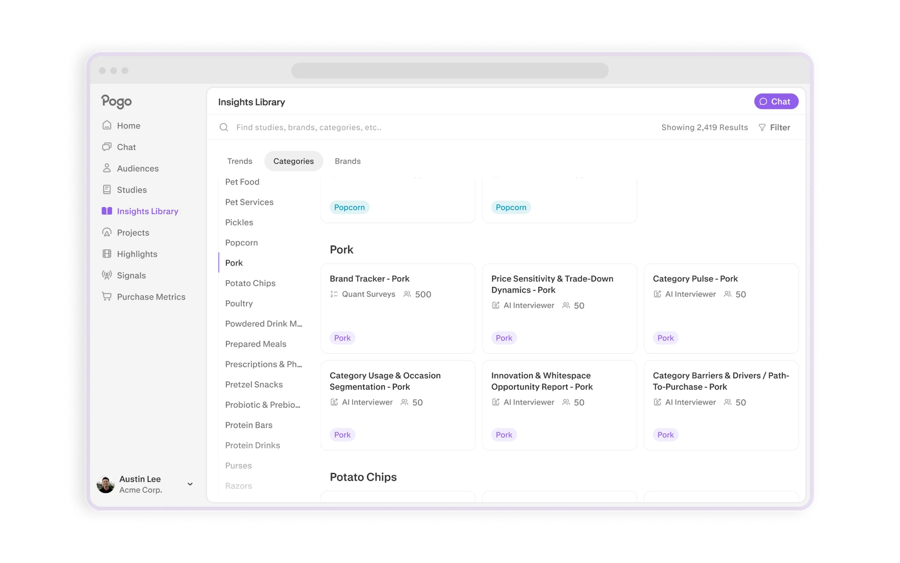 Pogo Insights Library study dashboard