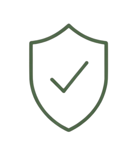 Outline of a shield with a checkmark inside symbolizing security or protection.