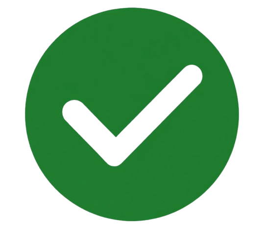 Green circle with black check mark symbolizing confirmation or approval.
