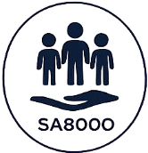 Icon of three human figures standing above an extended hand inside a circle.