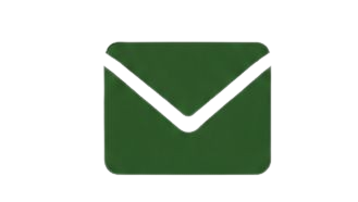 Simple dark green envelope icon symbolizing email or mail.