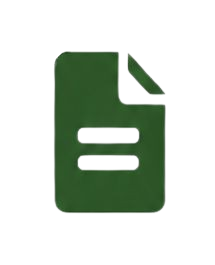 Green document icon with two horizontal white lines in the center and top-right corner folded.