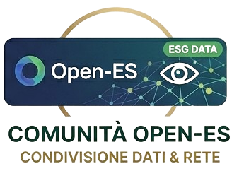 Open-ES logo with an eye icon and text 'Comunità Open-ES Condivisione Dati & Rete' in Italian.