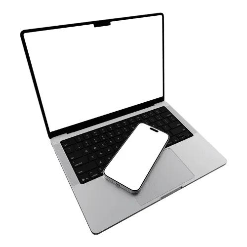 MacBook Pro and iPhone 17 Pro Max mockup with perspective