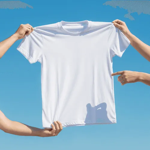 Hands holding t-shirt mockup