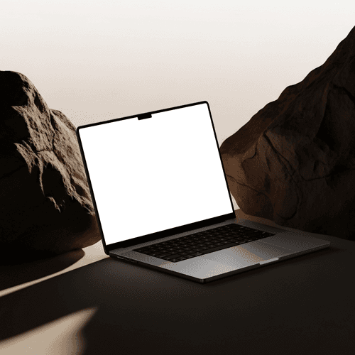 MacBook Pro mockup stone scene