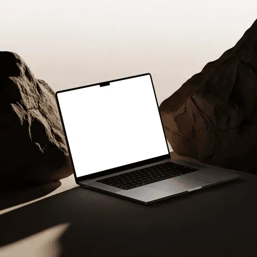 MacBook Pro mockup stone scene