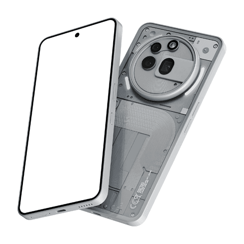 Nothing Phone (3a) Pro mockup silver with back view