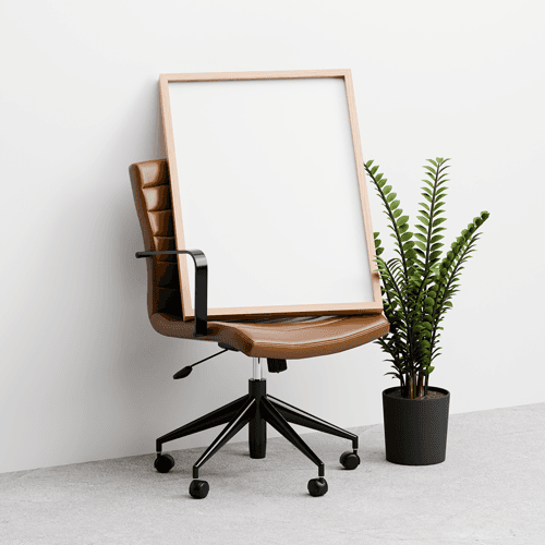 Poster frame mockup on office chair