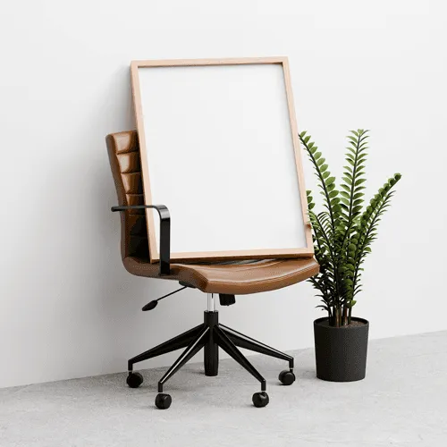 Poster frame mockup on office chair