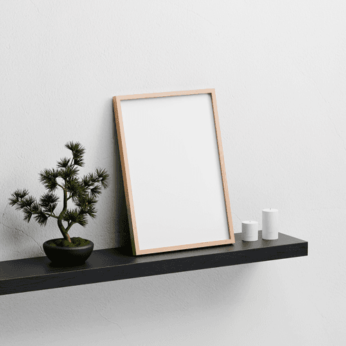 Wooden photo frame mockup