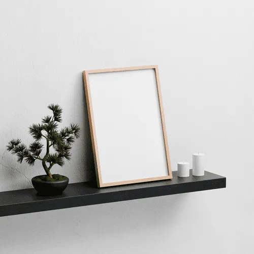 Wooden photo frame mockup