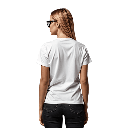 Back view of blonde white woman t-shirt mockup