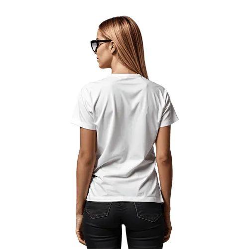 Back view of blonde white woman t-shirt mockup