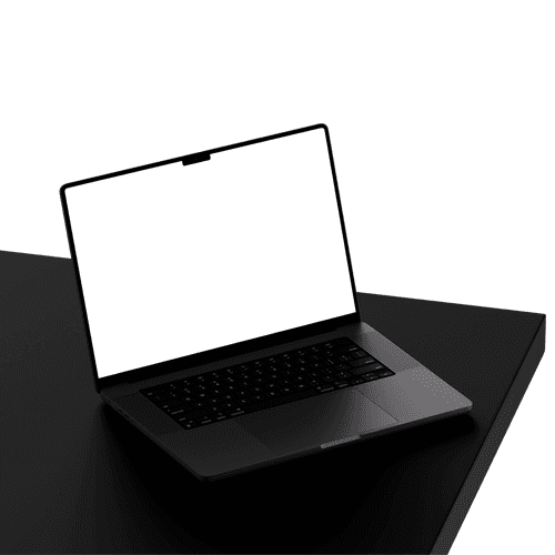 MacBook Pro 16-inch Space Black on the Black Desk