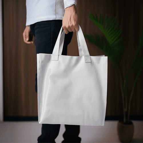 Tote Bag Mockup With Model Holding