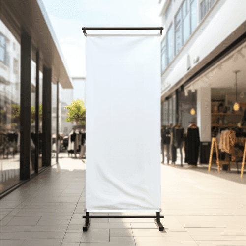Banner Flag Display Stand Mockup