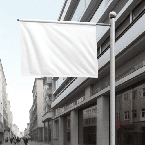 Rectangle Flag Mockup On White Pole