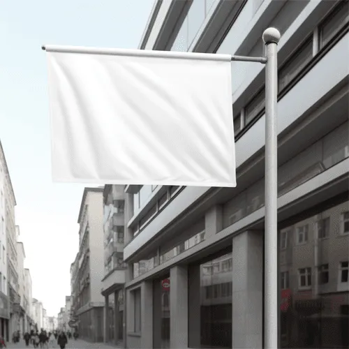 Rectangle Flag Mockup On White Pole